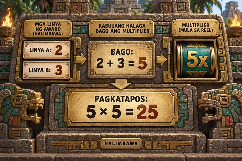 Explanation hypothetical record: Aztec Gems. Fourth multiplier reel compared to three symbol reels. Not actual provider screenshot.